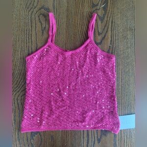 Musera Fuchsia Crocheted Sequin Top